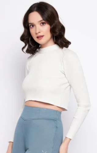 White Crop Top For Women by S Biotex Private Limited