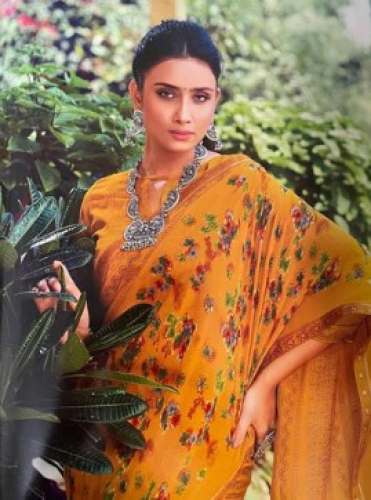 Buy New Collection Yellow Printed Saree by Anokhi Designer