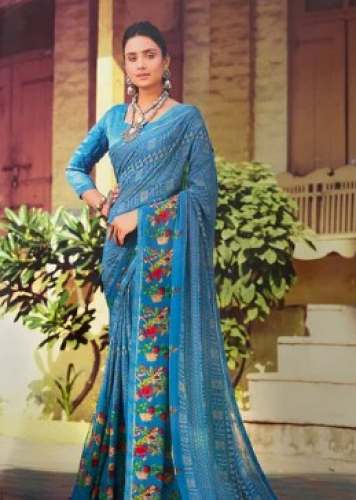 Buy Weightless Georgette Printed Saree  by Anokhi Designer