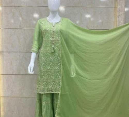 Buy Green Embroidery Sharara Suit For Women by Kala Mandir Sarees