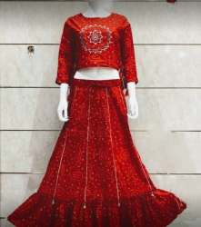 Buy Red Ruffle Embroidery Lehenga Choli 
