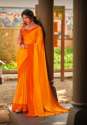 New Collection Orange Plain Saree For Women