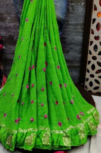 New Green Bandhani Saree For Women