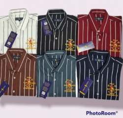 Striped Pattern Cotton Shirt by Beseller In