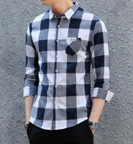 Cotton Front Pocket Checks Shirt  by Aakesh Clothing Private Limited