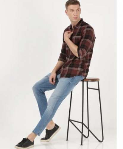 Men Check Shirt Branded