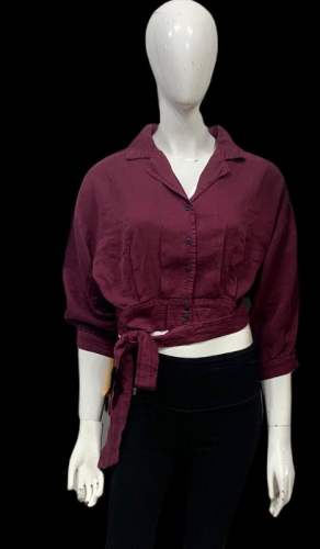 New Denim Maroon Shirt For Women by Nakoda Nx