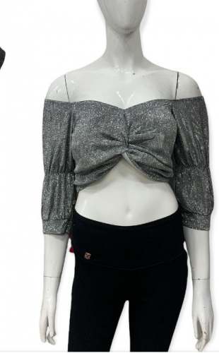 New Glitter Off Shoulder Crop Top For Women by Nakoda Nx