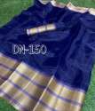 Buy Royal Blue Plain Border Saree For Women