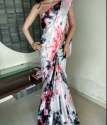 New Printed Satin Patta Saree For Women