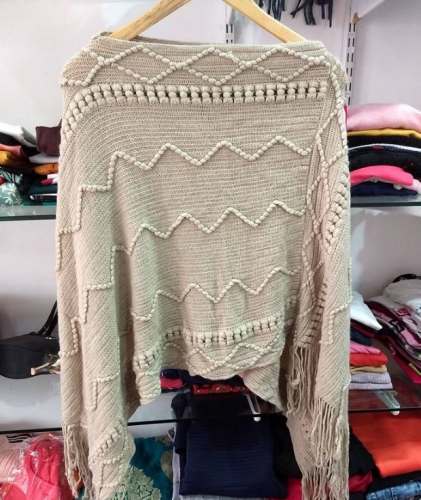 Buy Cream Knitted Poncho At Wholesale Price by Crazy Kudi