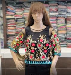 New Transparent Black Printed Top For Women