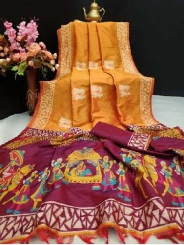 Buy Soft Raw Silk Weaving Two Tone Saree by Bansi Fab