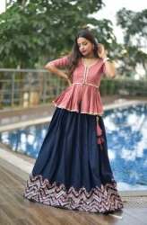 Buy Cotton Embroidery Work Crop Top Lehenga 