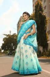 Buy Sky Blue Printed Lehenga Choli For Women