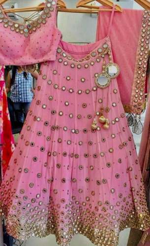 Buy Pink Mirror Work Lehenga Choli For Women by New Rajarani Fancy House