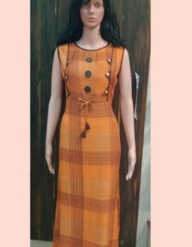 Buy Orange Long Rayon Straight Kurti