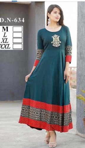 Fancy Green Anarkali Long Kurti  by Saheli Boutique Fashion