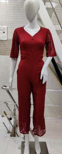 Red Color Ethnic Jumpsuit for Girls
