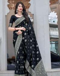 Bold Black Jacquard Silk Banarasi Saree