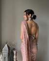 Boutique Style Pink Georgette Sequence Saree  thumb 1