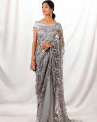 Butterfly Net Sequence Grey Saree 