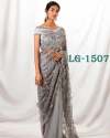 Butterfly Net Sequence Grey Saree  thumb 3