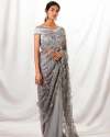 Butterfly Net Sequence Grey Saree  thumb 5