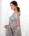 Butterfly Net Sequence Grey Saree  thumb 7