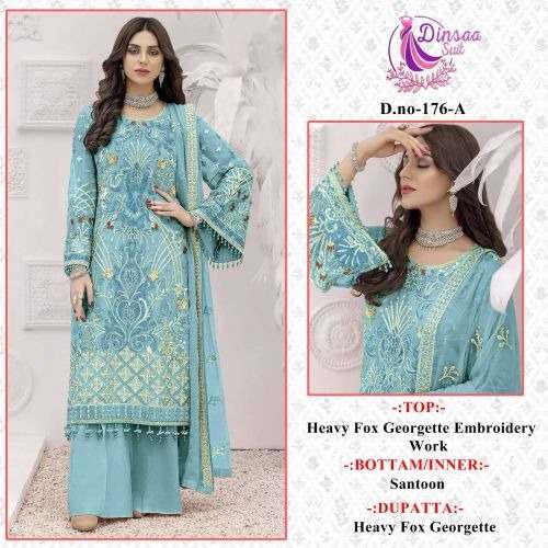  Dinsaa 176 Heavy Georgette Pakistani Suit  by cloth bazaar