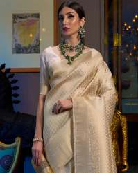 Exclusive Cream Banarasi Silk Saree from Surat 