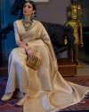 Exclusive Cream Banarasi Silk Saree from Surat  thumb 2