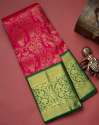 Fancy Pink and Green Banarasi Silk Saree  thumb 2