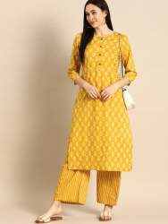 Magic Slub Cotton Kurti With Plazzo Set 