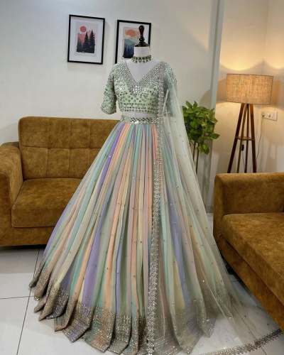 Multi Color Digital Print Silk Lehenga Choli