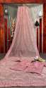 Peach Designer Organza Embroidered Saree thumb 3
