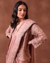 Peach Designer Organza Embroidered Saree thumb 4