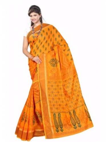 Yellow Printed Cotton Sarees at Low Rate by City First Choice