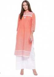 Formal Wear Peach and White Kurti Palazzo set