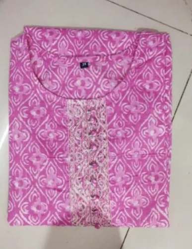 Casual Wear Pink Round Neck Kurti