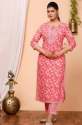 Latest Pink Cotton Kurti Pant set