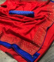 Designer Red Stone Work Saree in Katihar