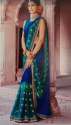 Party Wear Blue Embroidered Saree