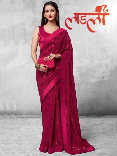 Stylish Wine Party Wear saree by Laadli sarees