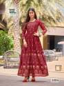 Fancy Long Anarkali Rayon printed Gown Kurti thumb 2