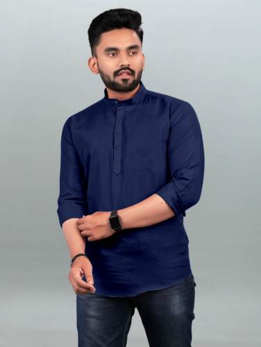 Premium Cotton Mens Plain Short Kurta 