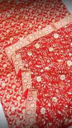 New Collection Red Banarsi Unstitch Suit