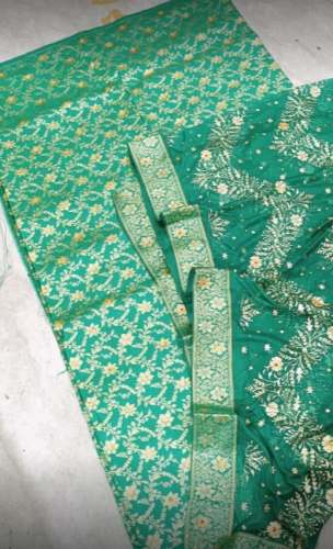 Trendy Green Unstitch Banarasi Dress Material by Brahmani Boutique