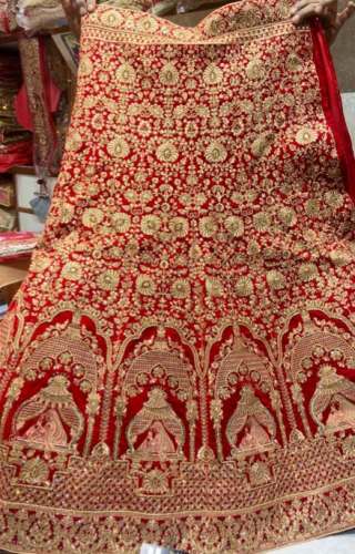 Bridal Red Bridal Embroidery Work Lehenga Choli by Agarwal Jewellers