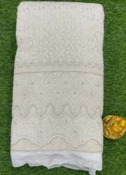 White Lucknowi Sherwani fabric 